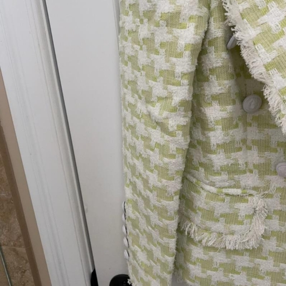 NWOT!! Tassel Fringed Houndstooth Blends Tweed Blazer - Picture 6 of 12